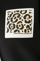 Jersy Sweatshirt with Embroided Leopard Print Patch
